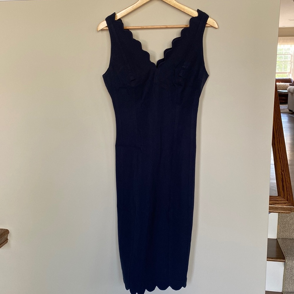 Banana Republic Scalloped Navy Dress